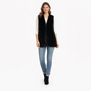 Echo New York Black Sheared Faux Mink Longline Vest Women’s Sz Medium Large